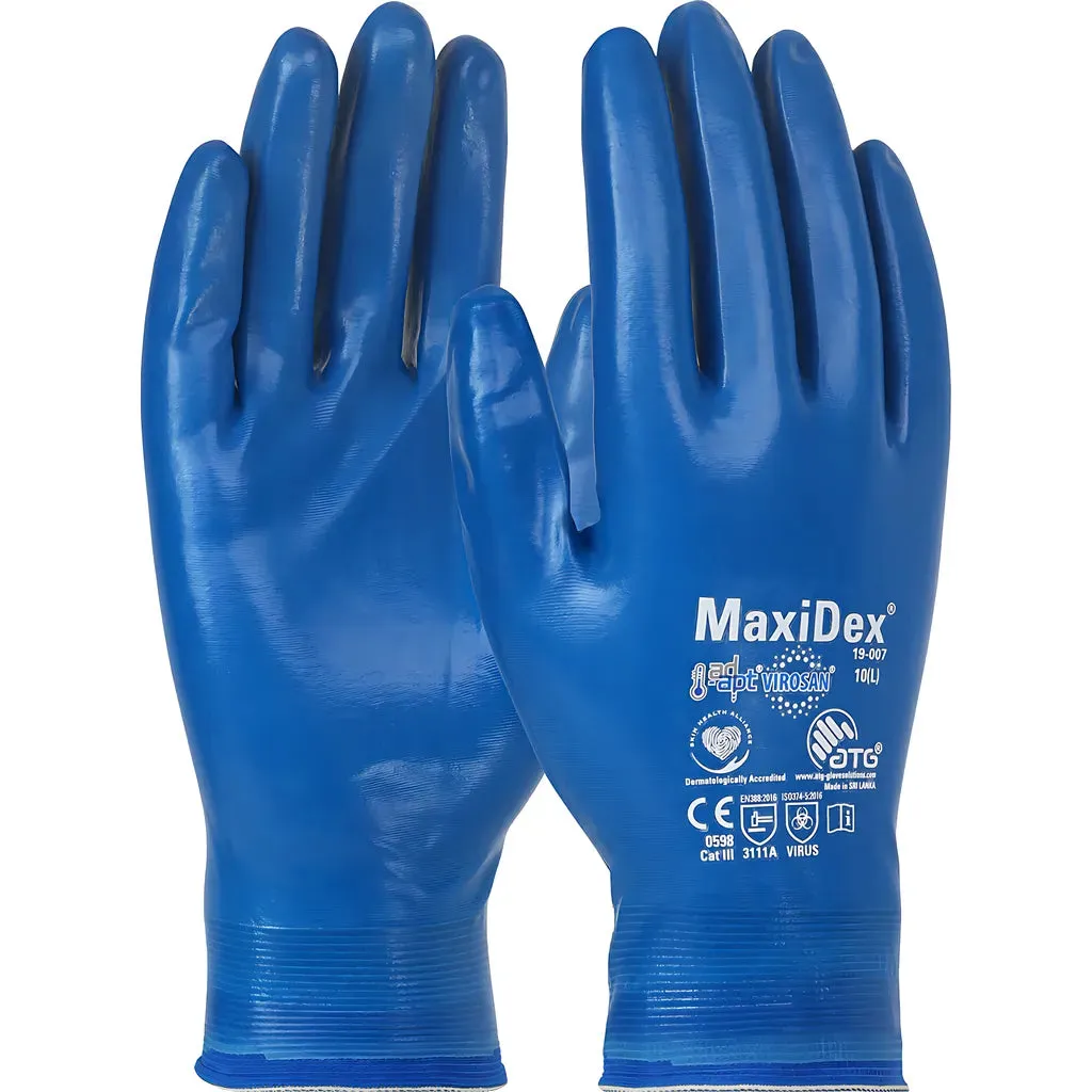 ATG 19-007/XL Seamless Knit Nylon Glove with Nitrile Coating and ViroSan Technology on Full Hand - Touchscreen Compatible