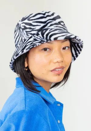 Black & White Zebra Furry Bucket Hat