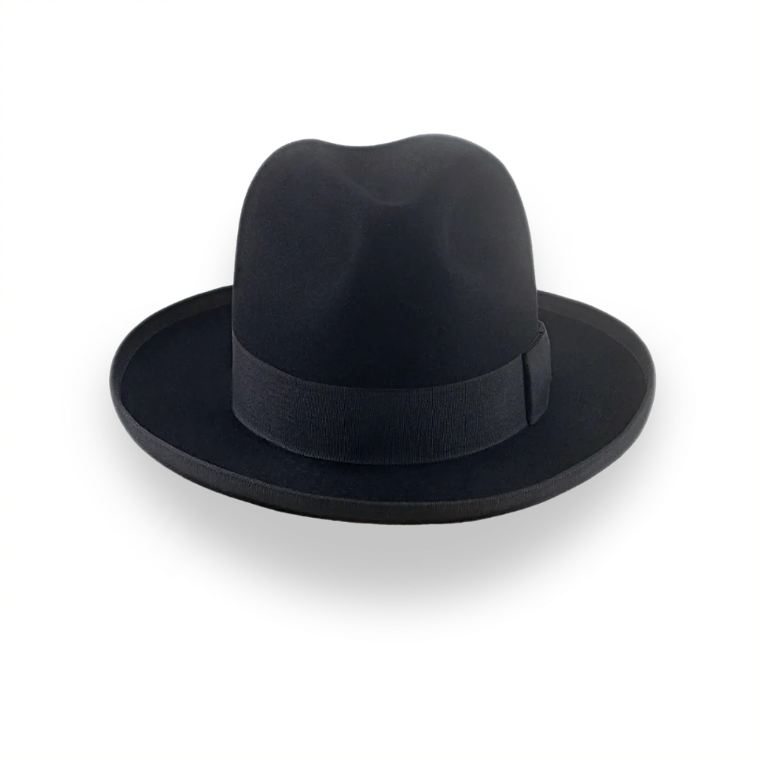 Black Homburg Fedora Hat with Classic Design | The Aerolithe