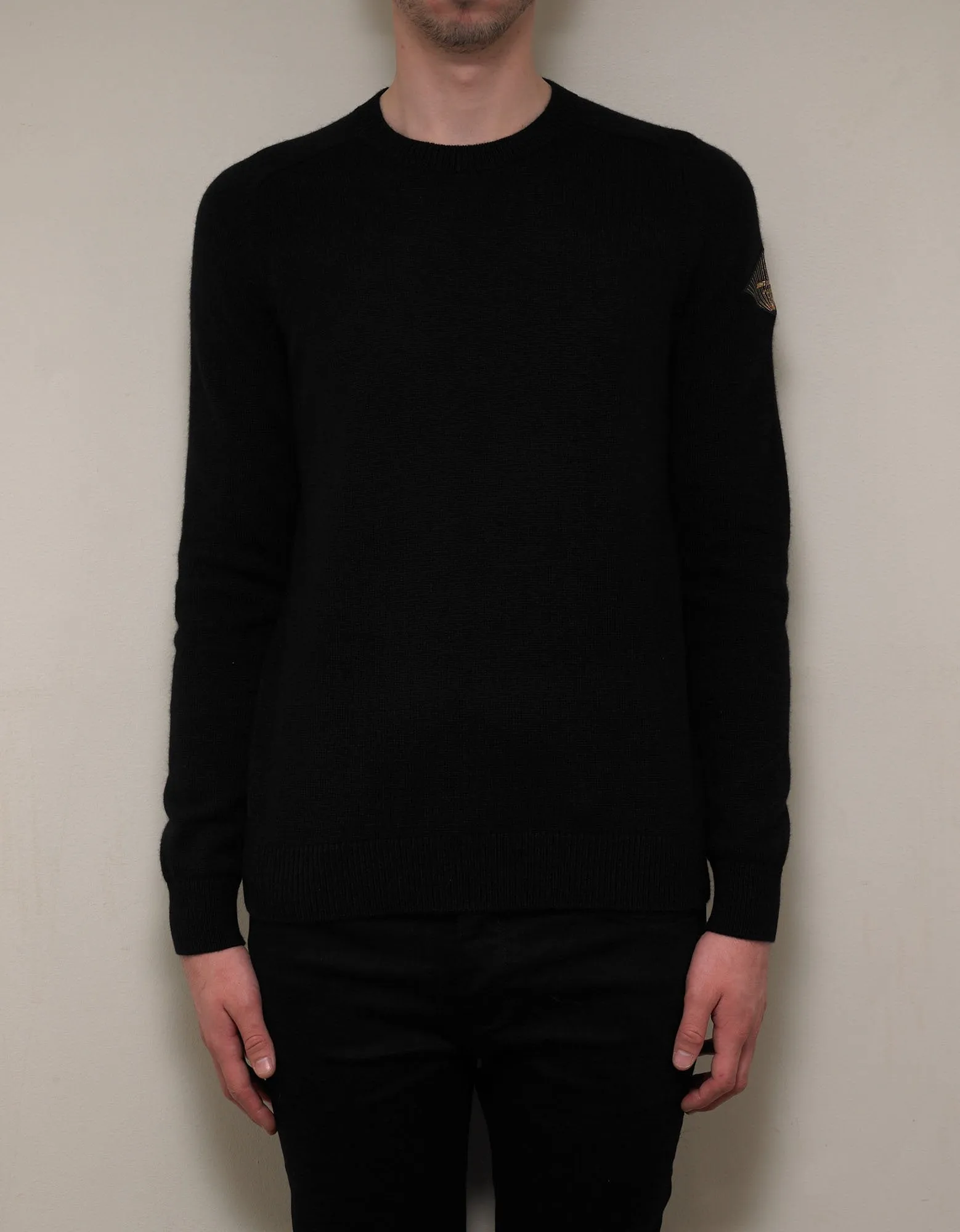 Black Logo Patch Cashmere Sweater