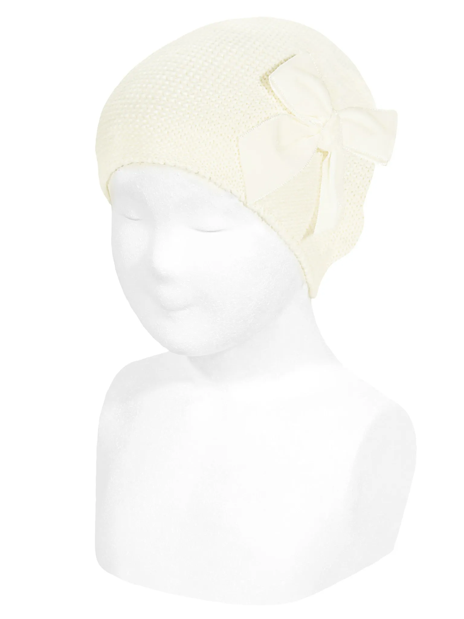 Condor cream velvet bow pull on hat