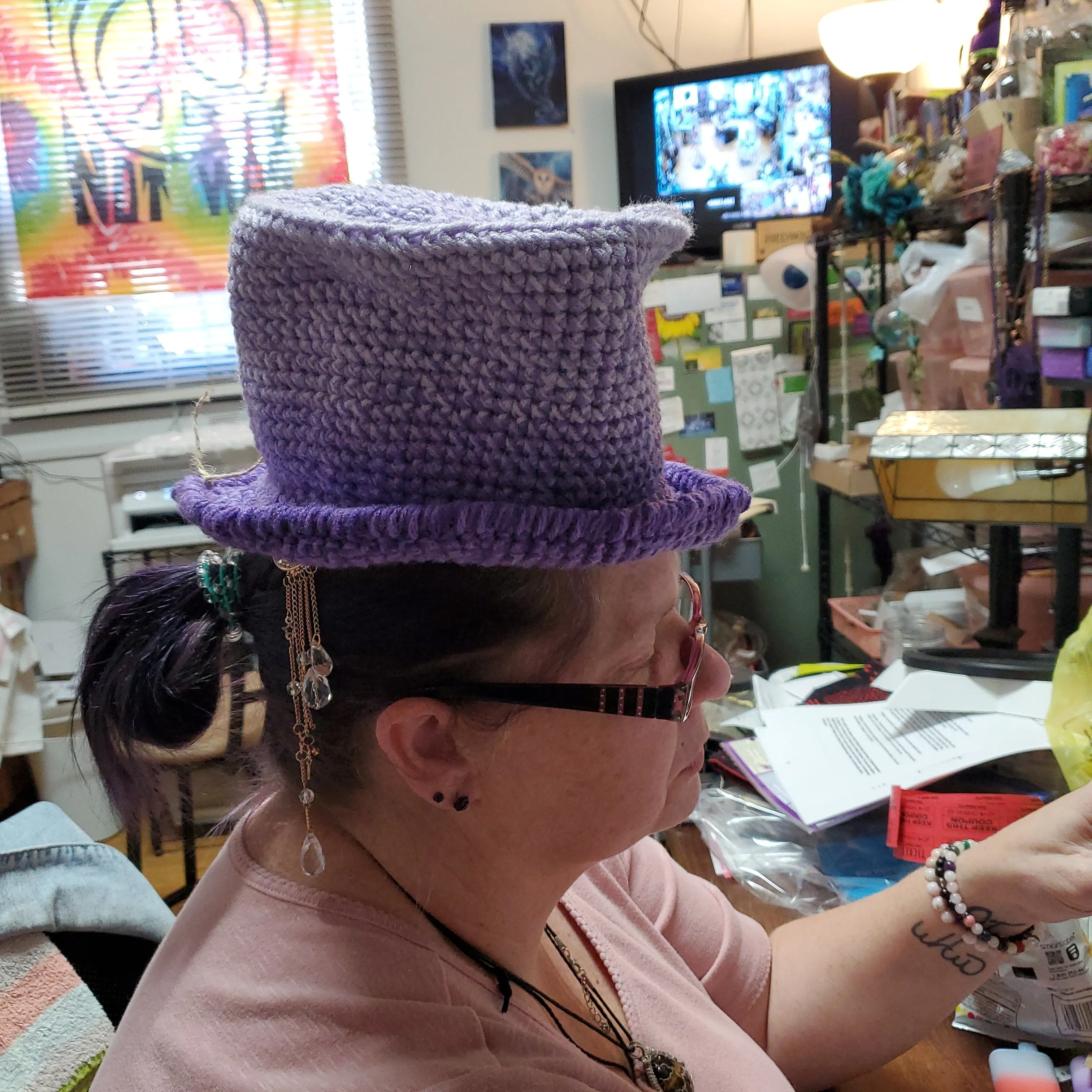 Crochet Top Hat - Purple Ombré