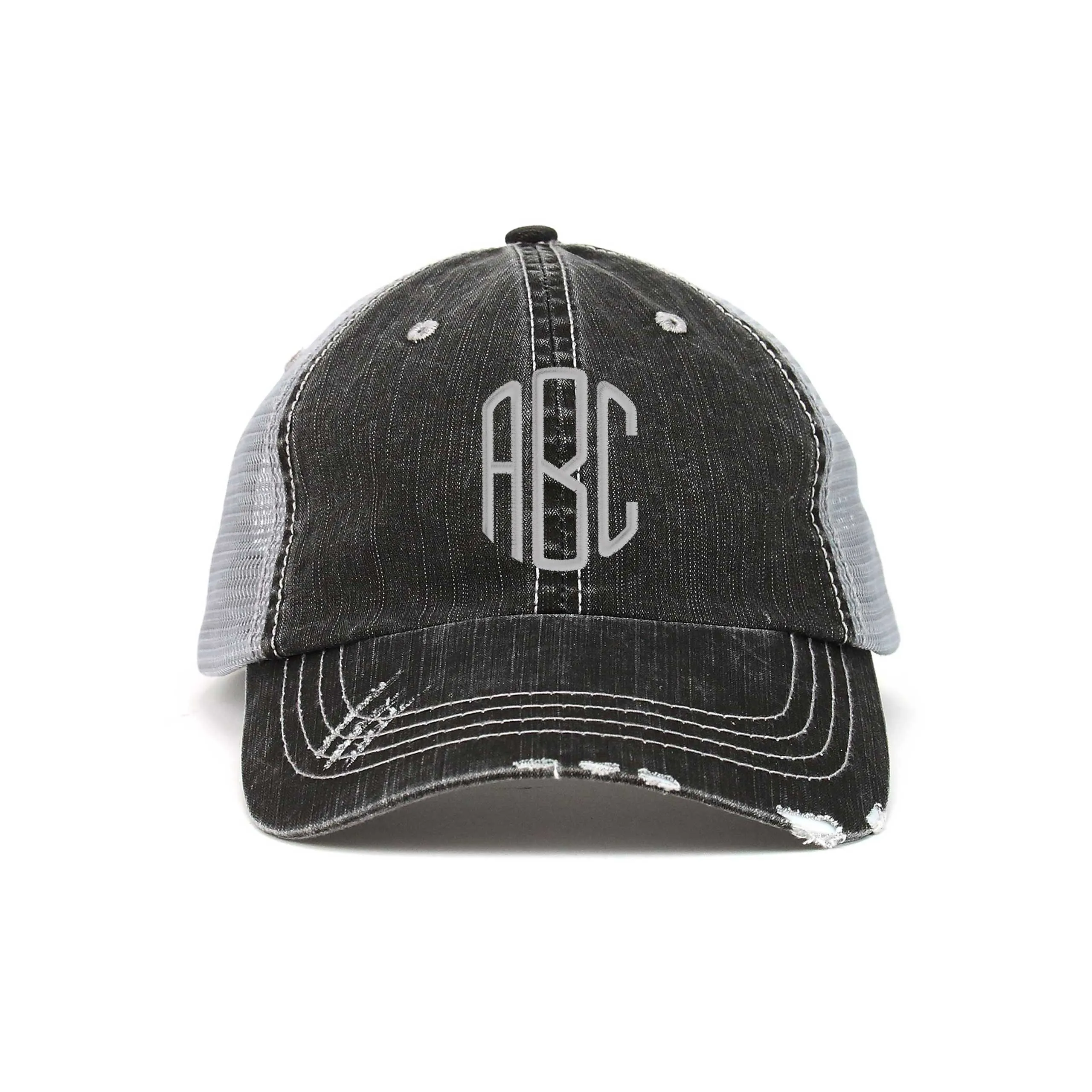 Customized Monogram Washed Herringbone Cotton Twill Trucker Cap