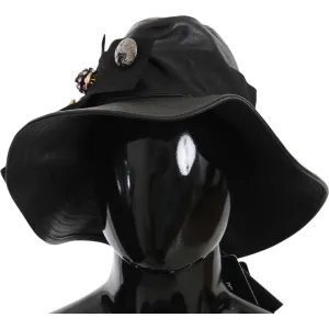 Dolce & Gabbana Elegant Black Leather Cloche Cap