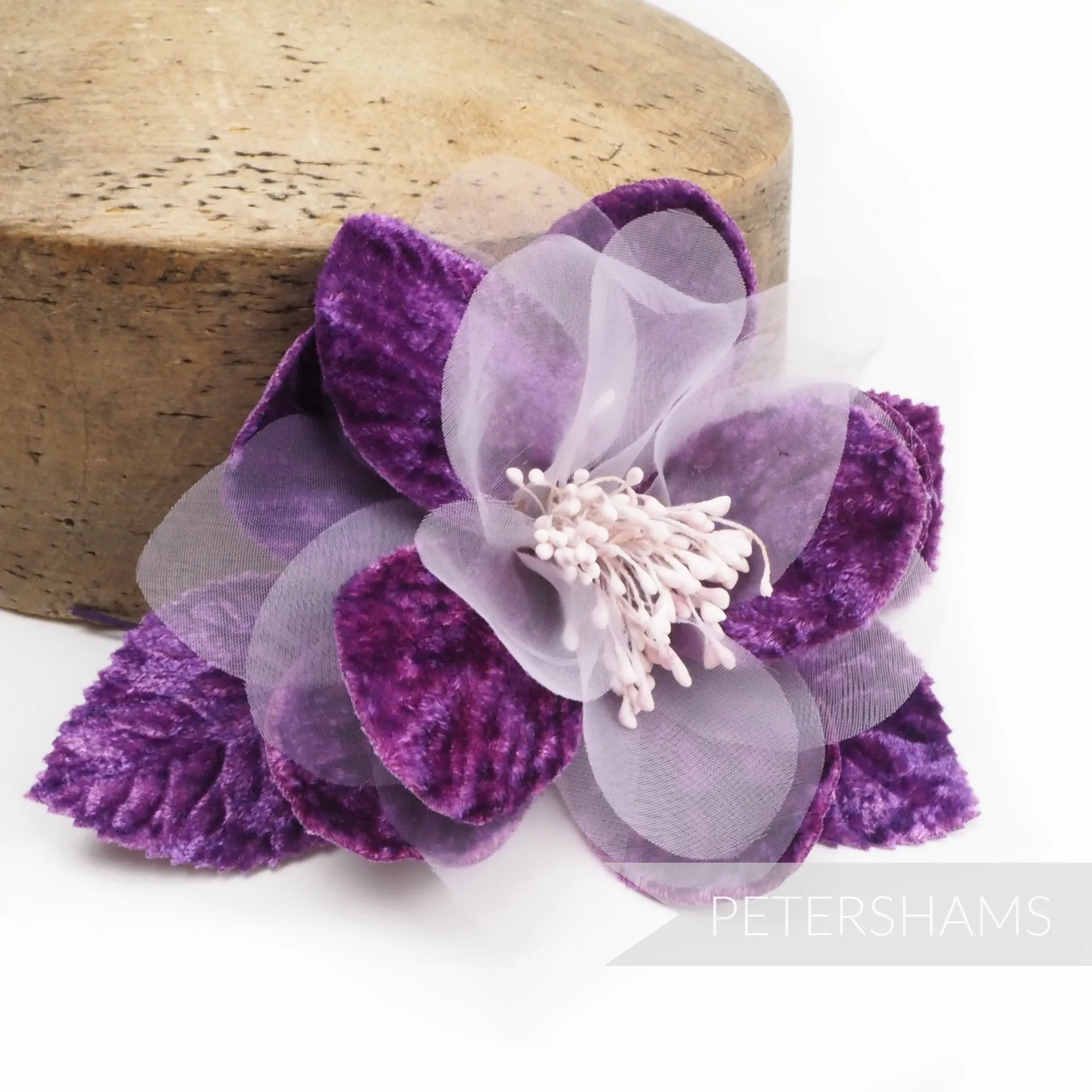 'Heidi' Vintage Velvet and Organza Flower Millinery Mount