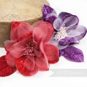 'Heidi' Vintage Velvet and Organza Flower Millinery Mount