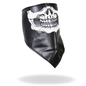 Hot Leathers NWL1004 Black Leather Skull Neck Warmer with Fleece