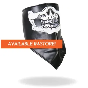 Leather Neck Warmer with Fleece Liner - Skull Face NWL1004 | Hot Leathers