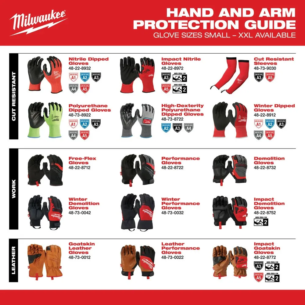 Milwaukee 48-73-8931 High Visibility Cut Level 3 Polyurethane Dipped Safety Gloves - Medium