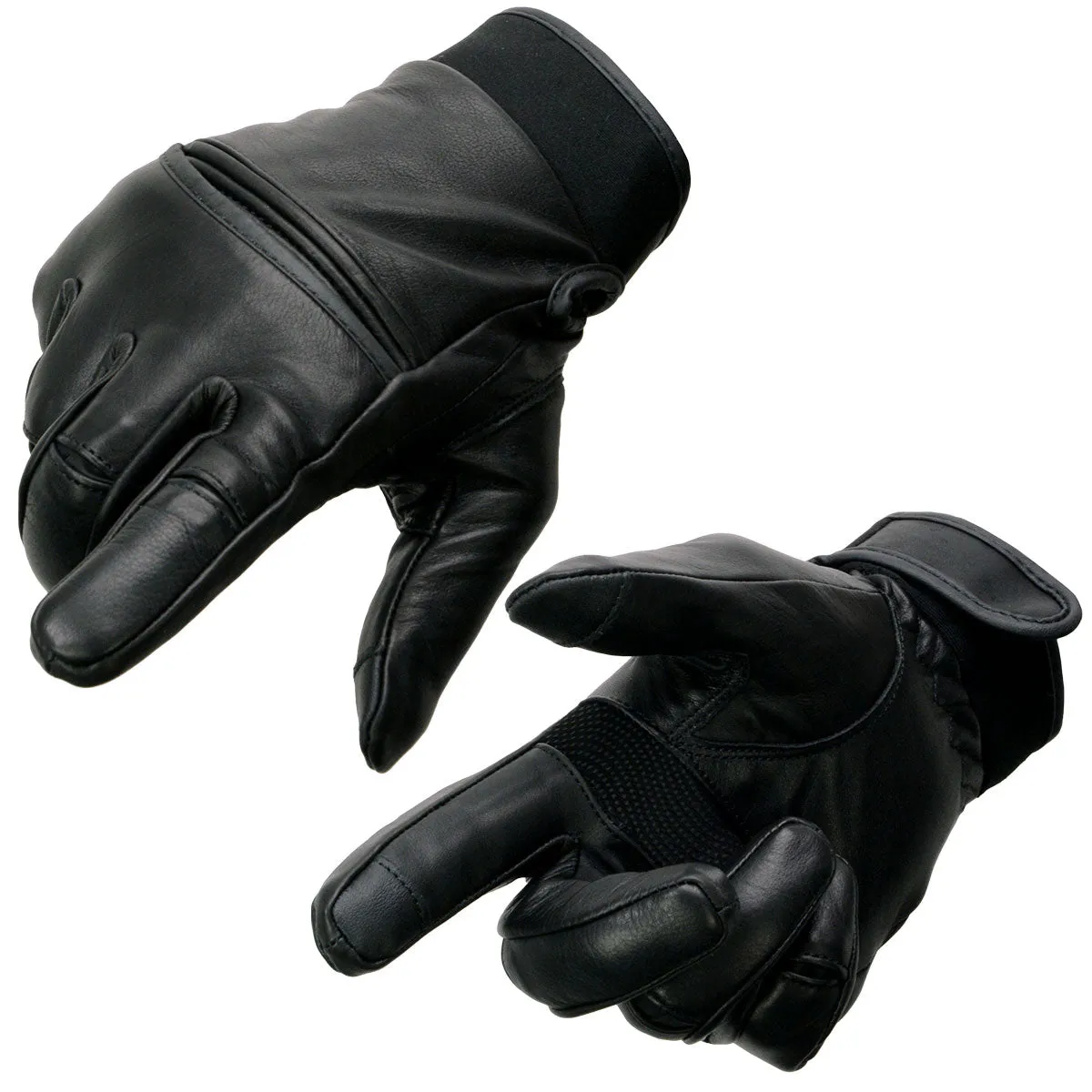 Milwaukee Leather MG7525 Men's Black Leather i-Touch Screen Compatible Gel Palm Motorcycle Hand Gloves W/ Flex Knuckle