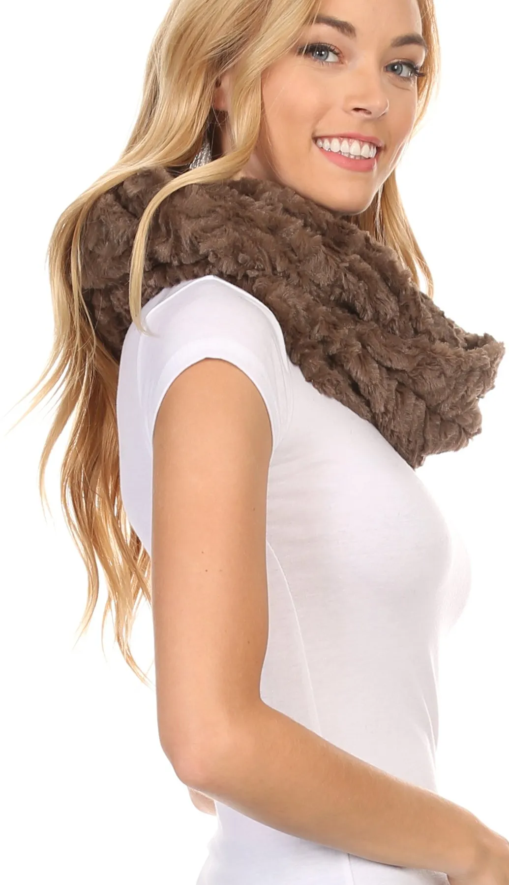 Sakkas Mellah Long Wide Soft Fuzzy Furry Fur Infinity Fall Winter Wrap Scarf