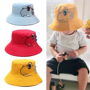 Summer Baby Kids Sun Hat Cartoon Dinosaur Bucket Hats Children Boys Girls Outdoor Anti UV Protection Beach Caps