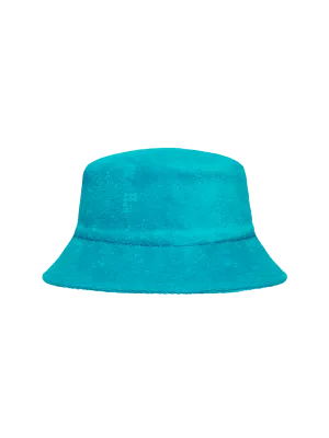 Summer Towelling Bucket Hat—peacock blue