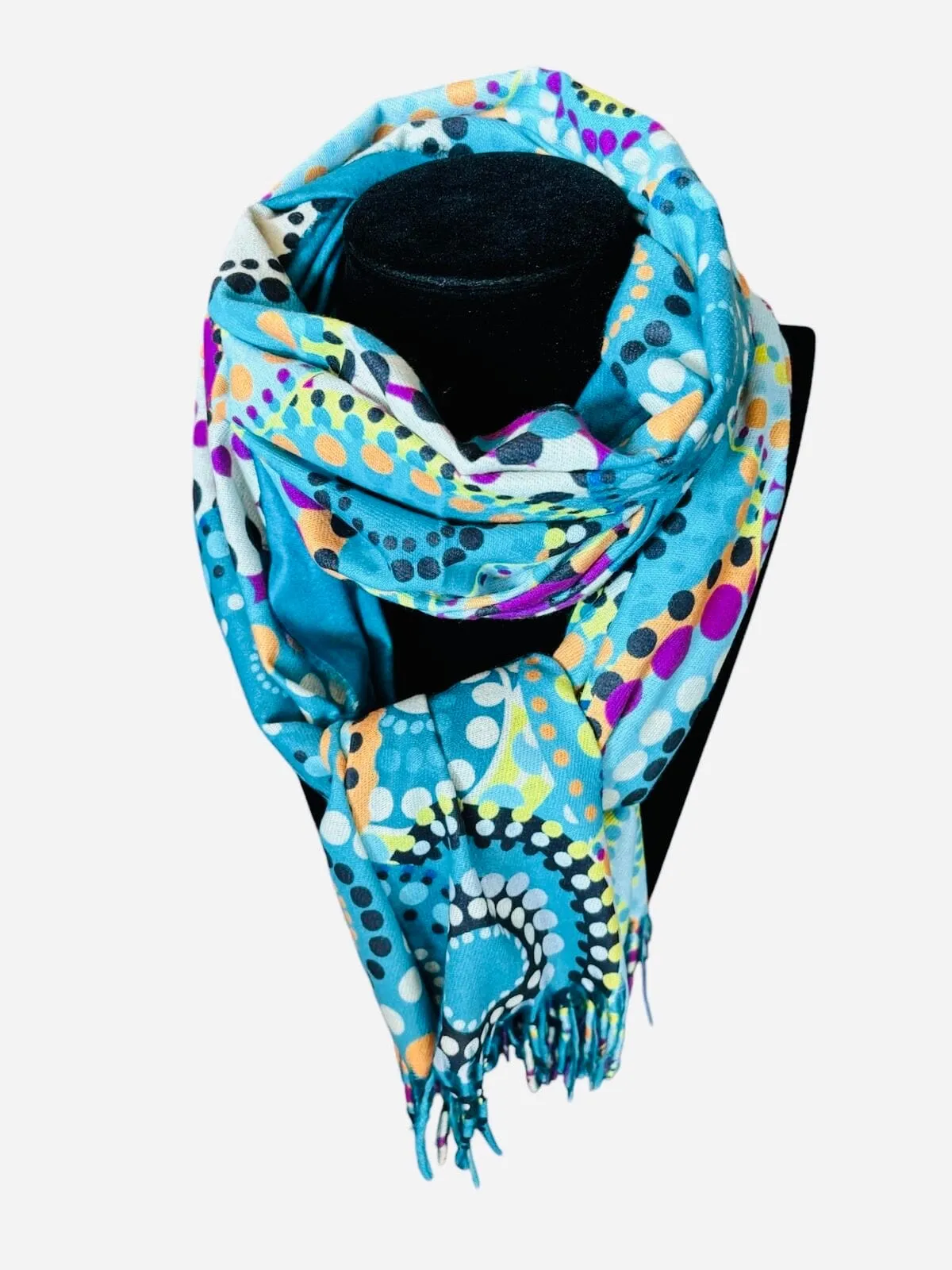 TURQUOISE GEOMETRIC COZY SCARF